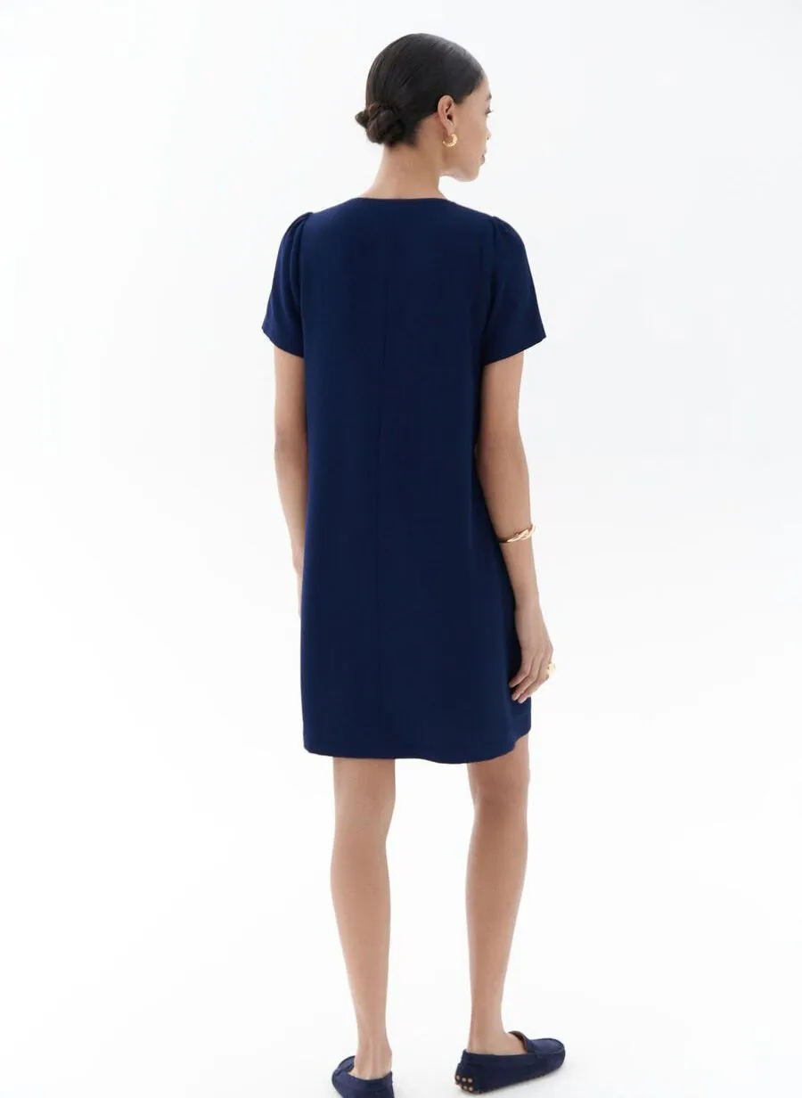 CAROLL RIANA - Vestido corto con cuello de pico en azul