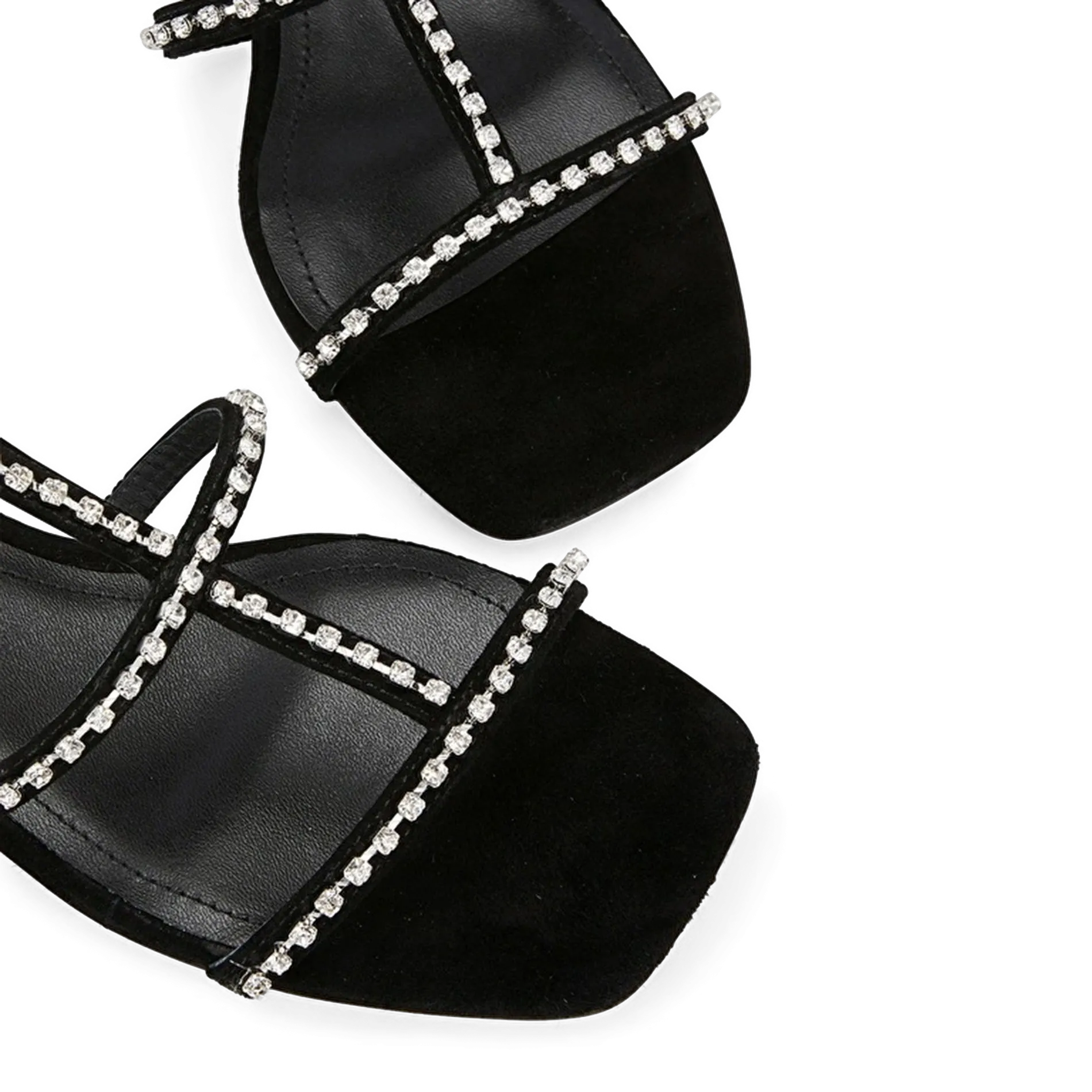 COSMOPARIS HORIA - Sandalia plana de terciopelo con strass en negro