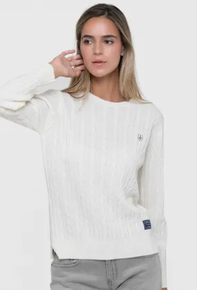 Jersey mujer de ochos color blanco roto