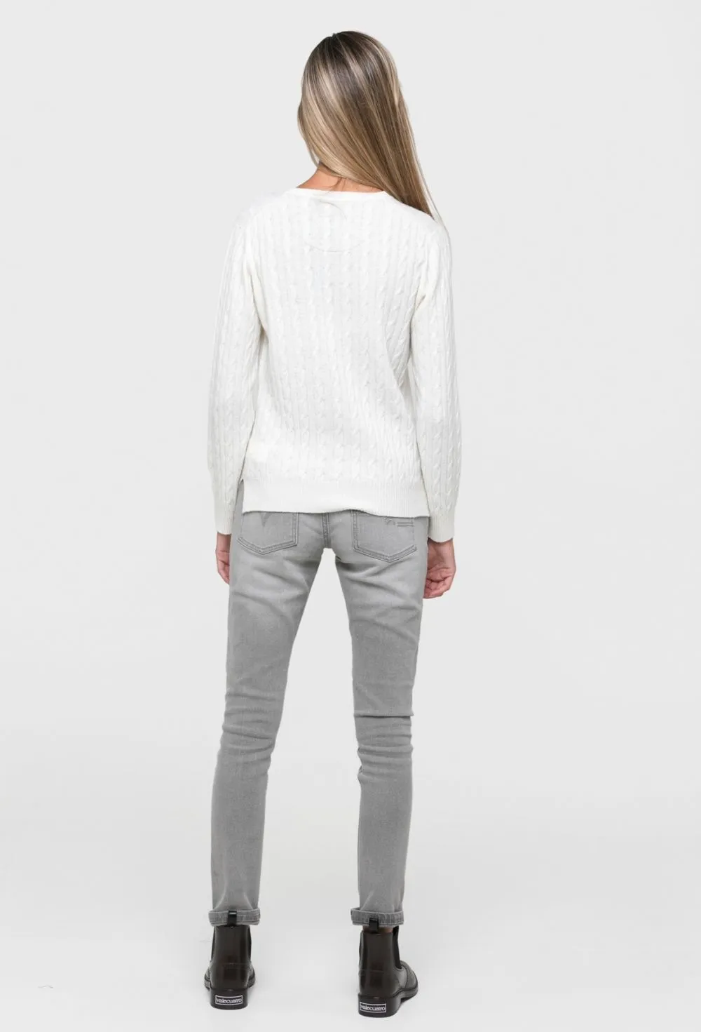 Jersey mujer de ochos color blanco roto