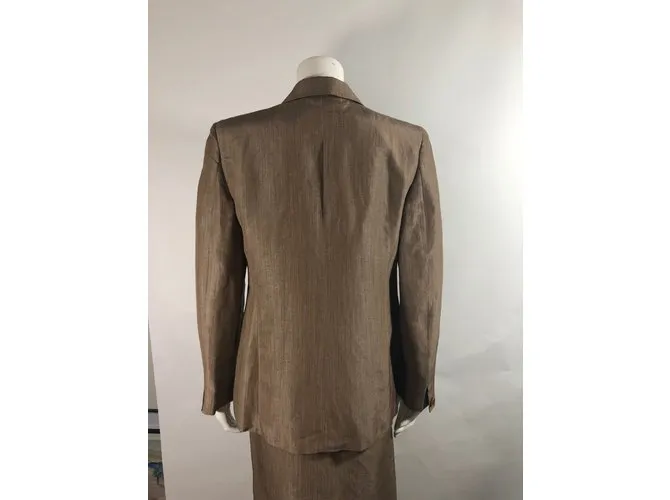 Max Mara traje de falda a cuadros Castaño Gris pardo 