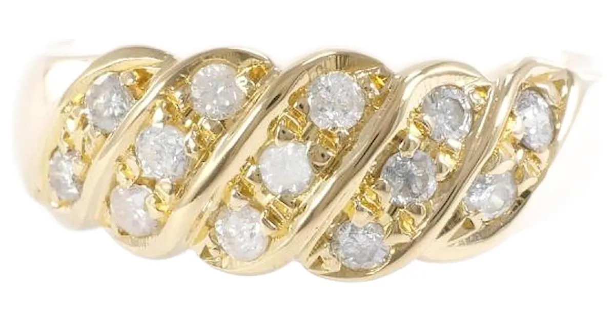 Otras joyas & Other Stories Anillo de oro amarillo K18 con diamante de 0.34 ct, tamaño 14, peso aproximado de 3.2 g, para mu
