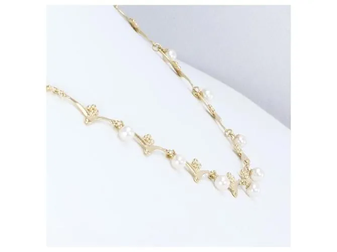 Otras joyas & Other Stories Damas K18 collar de oro amarillo (Aprox.. 40cm) con Perla en Excelente Estado Dorado 