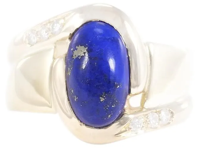 Otras joyas & Other Stories manfredi k18 Anillo de Oro Amarillo con Lapislázuli y Diamantes, tamaño 18, Peso aproximado. 10.