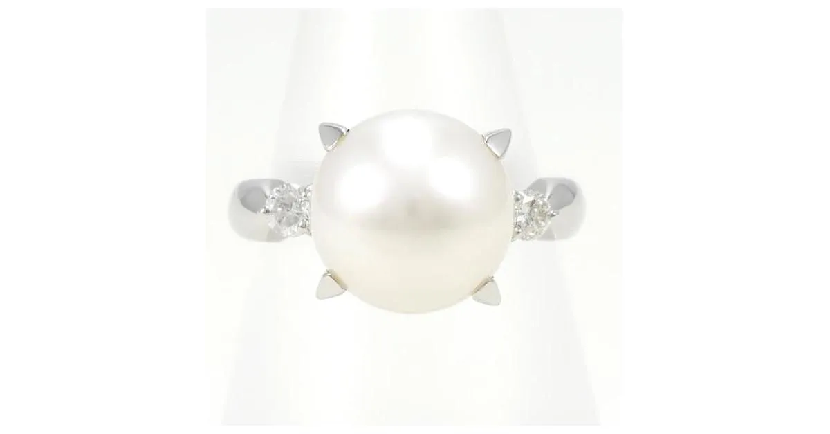 Otras joyas & Other Stories PT platino femenino900 Anillo con Aprox. 11mm perla y 0.21CT Diamond, tamaño 13, Peso total apro