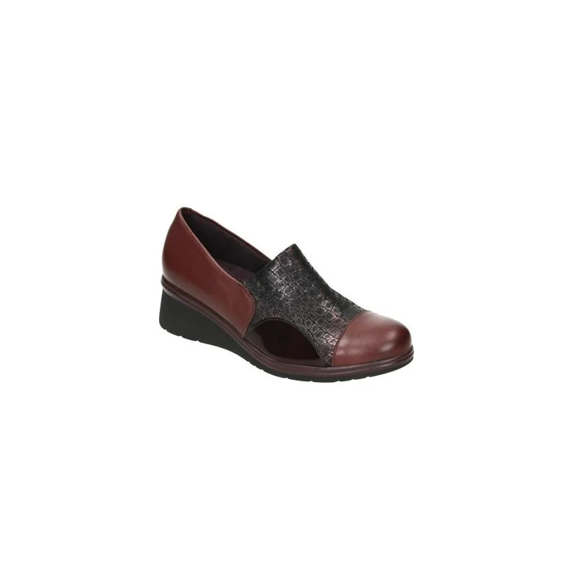 Pitillos 1622 granate - zapatos de cuña con plantilla extraible y empeine elastico grabado