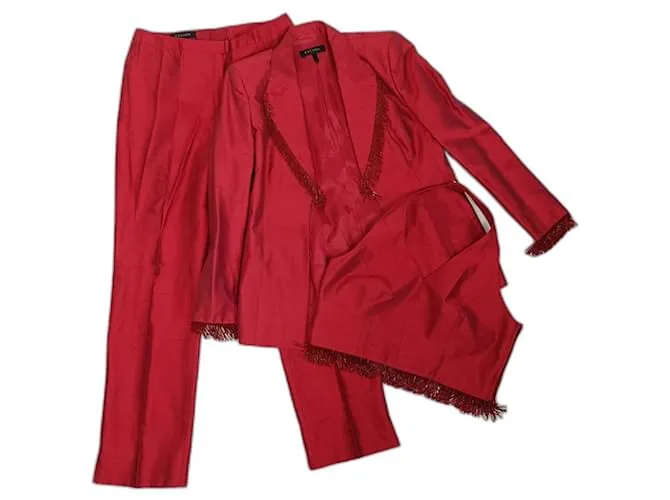Traje pantalón Escada seda rojo, Y2k traje de mujer Roja 