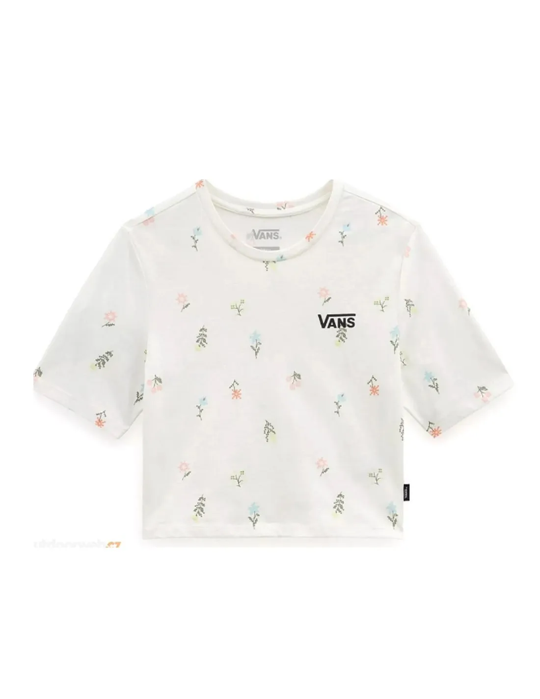 VANS Micro Ditsy Crop Crew Sport - Marshmallow - Camiseta